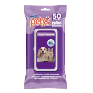 PAÑOS HÚMEDOS PETYS LAVANDA 50 UNID << GATO-PERRO